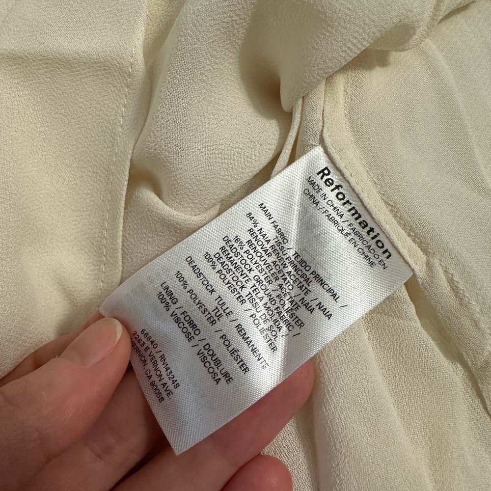 NWT Reformation Alouette Dress - Fior Di Latte - Picture 13 of 15